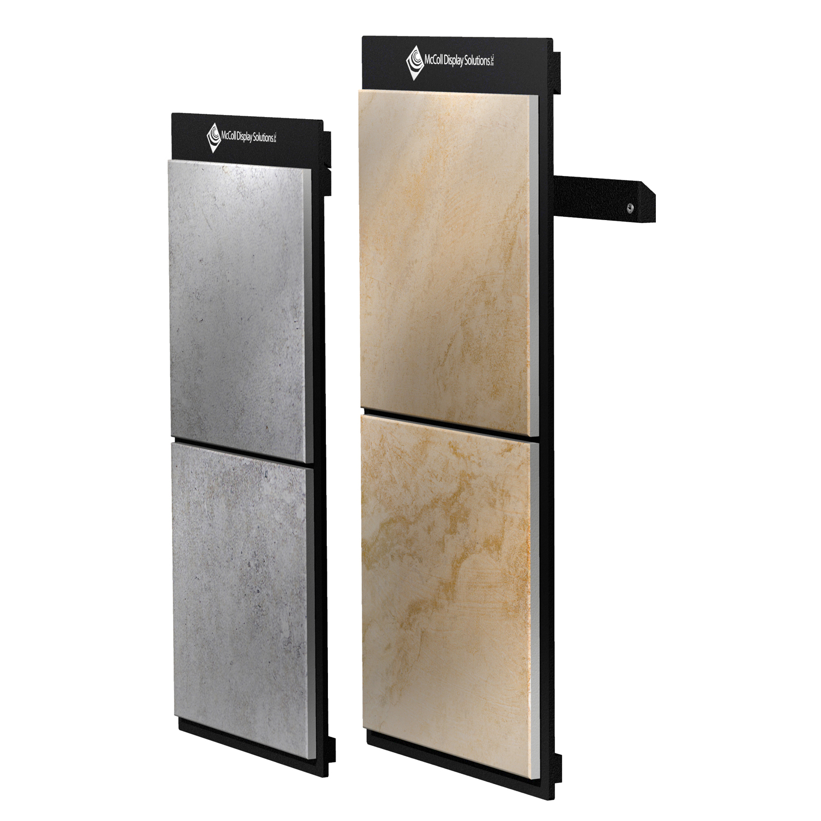 Customize this Cleat Board Wall Hanging Sample Display System MDF Board in Your Choice of Colors with Optional Screen Printed or Full Color Logo to Show Ceramic Tile Stone Mosaic Listello Deco Hardwood Flooring
