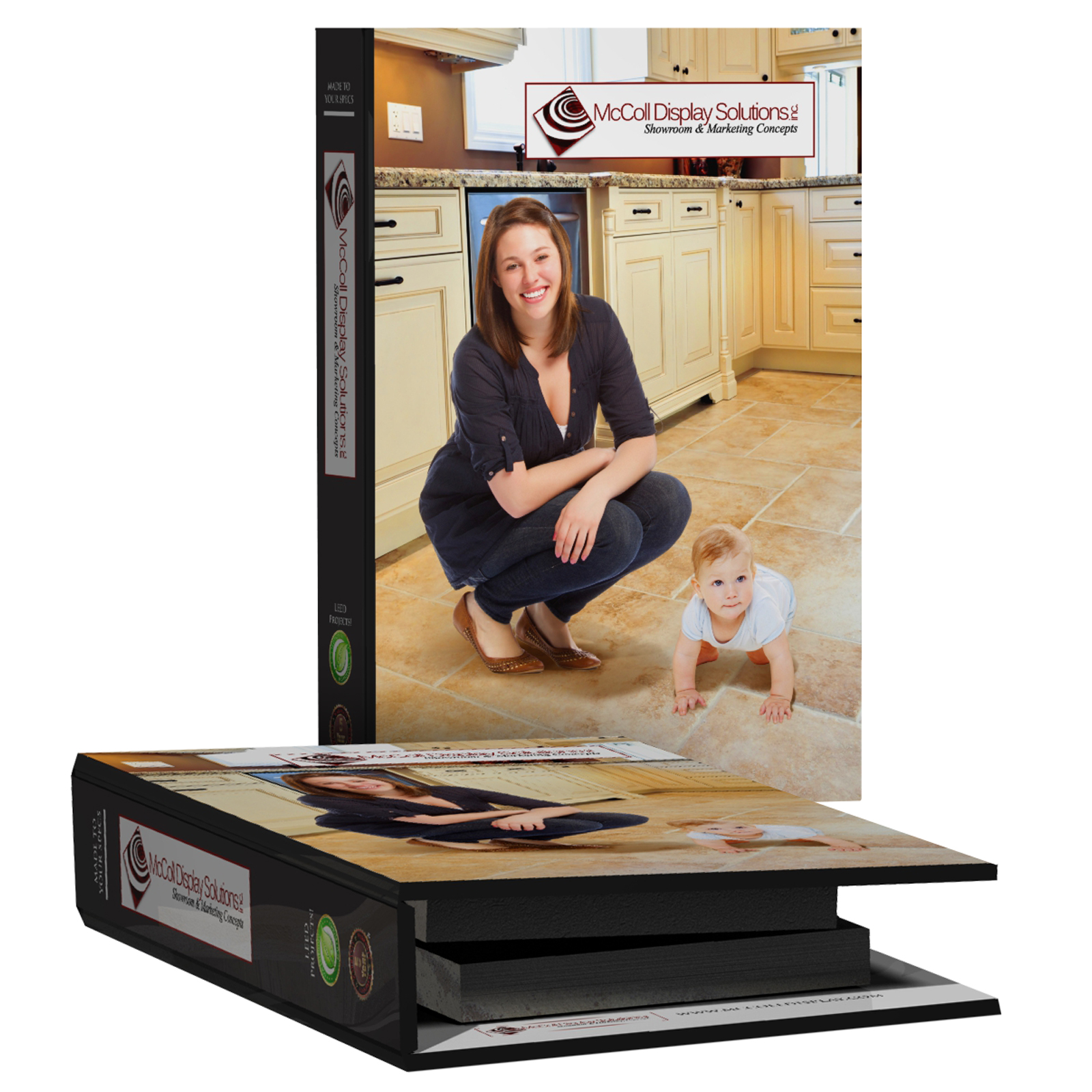 Architectural Binders Look Book View Sample Books Full Color Printed Logo Room Scene Specs Affix Samples Sturdy Wrapped Showroom Marketing Tools