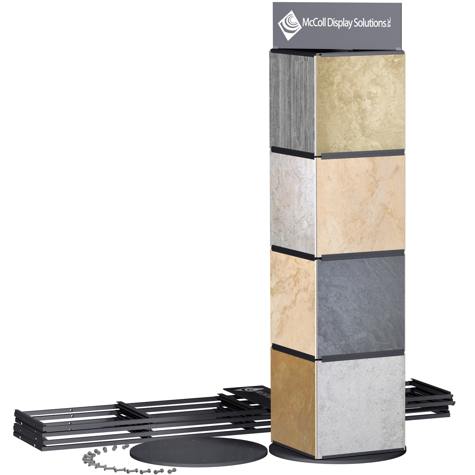 CD10K Portable Rotating Tower for Trade Show or Showroom Holds Sample Boards or Ceramic Tile Stone Marble Hardwood Samples