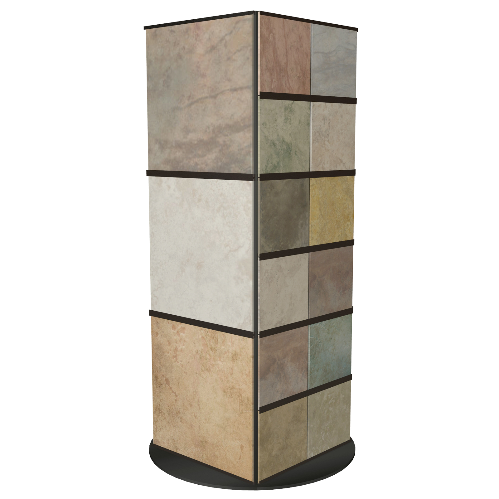 Highly Customizable CD10 Tower Displaying Large Tile Stone Marble or Quartz Samples the Rotating Base Helps Maximize Showroom Floor Space