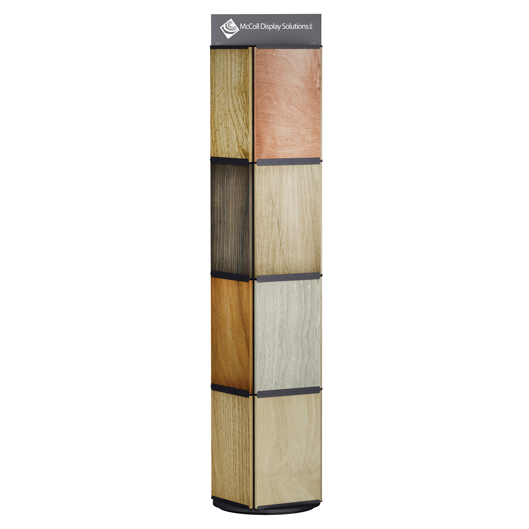 The Popular CD10 Tower Rotates to Display Hardwood Laminate Bamboo Reclaimed Wood Plank Samples