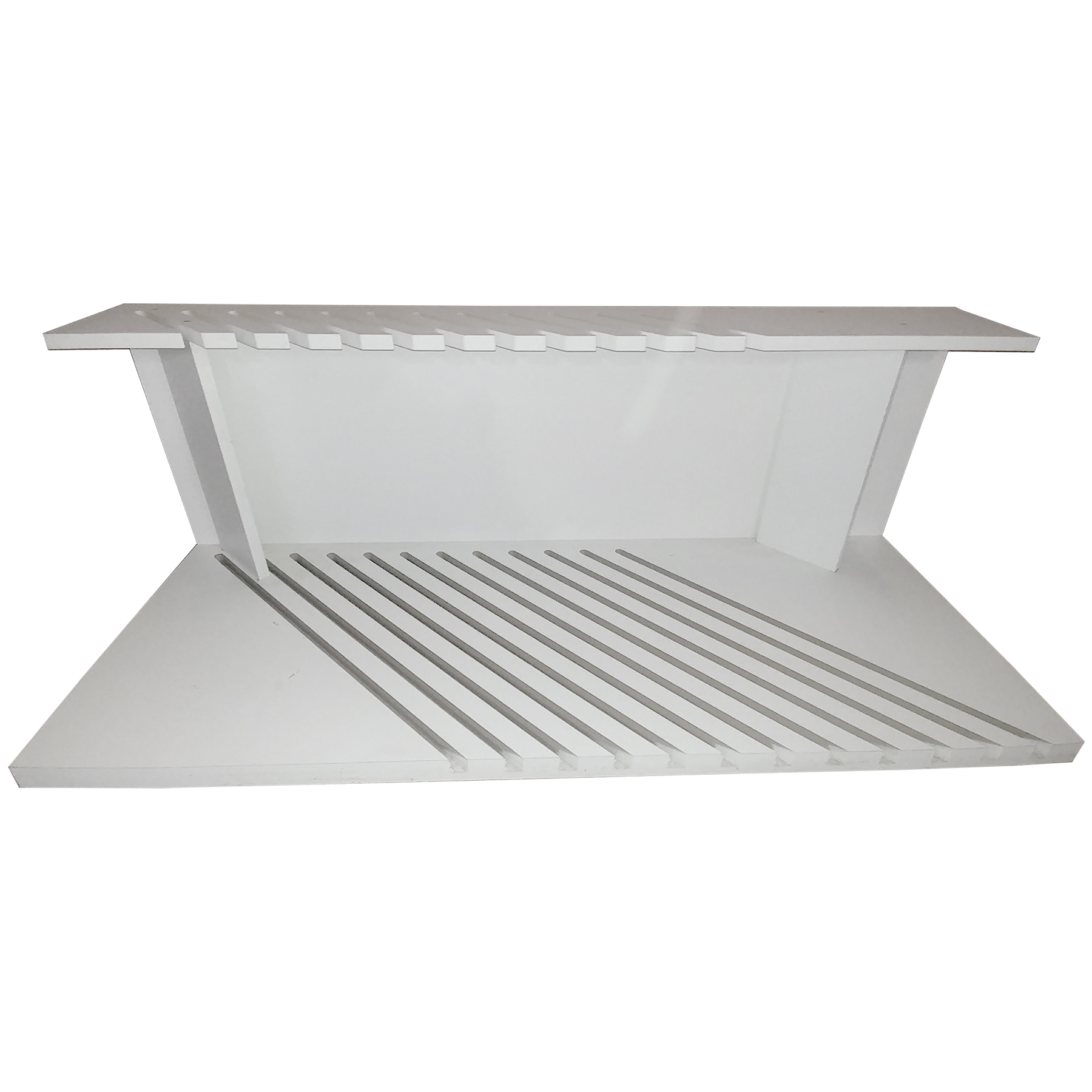 Slotted Floor Rack for Hardwood or Tile Samples has a Custom White Finish