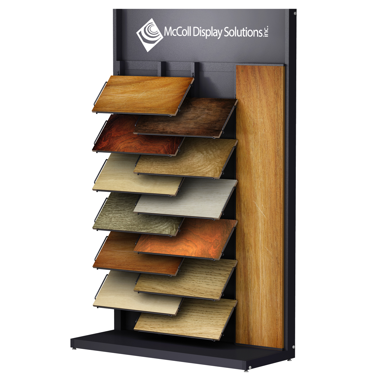 CD18 Tower Hardwood Laminate Wire Shelf System Showroom Display Large Plank in Channel System