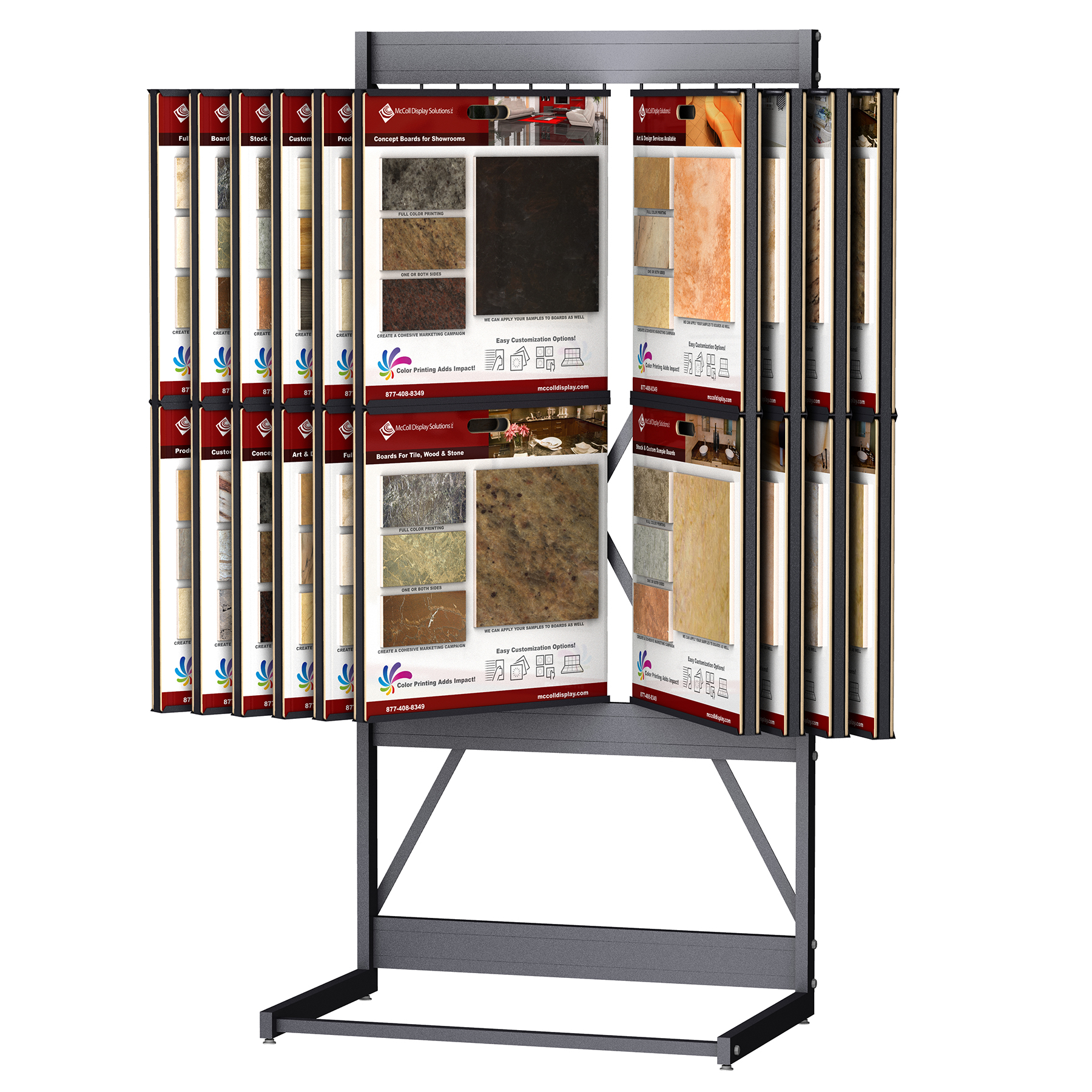 Tower Channel System Wing Rack Display Sample Boards or Tile Stone Marble Hardwood Product Samples