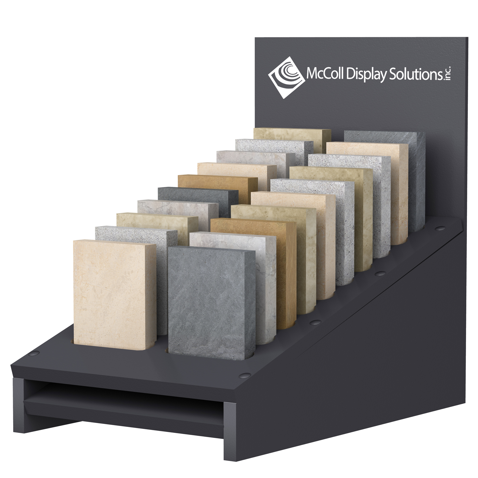 CD33 Countertop Slotted Cascade Box has Sample Slots for Tile Stone Marble Hardwood Samples