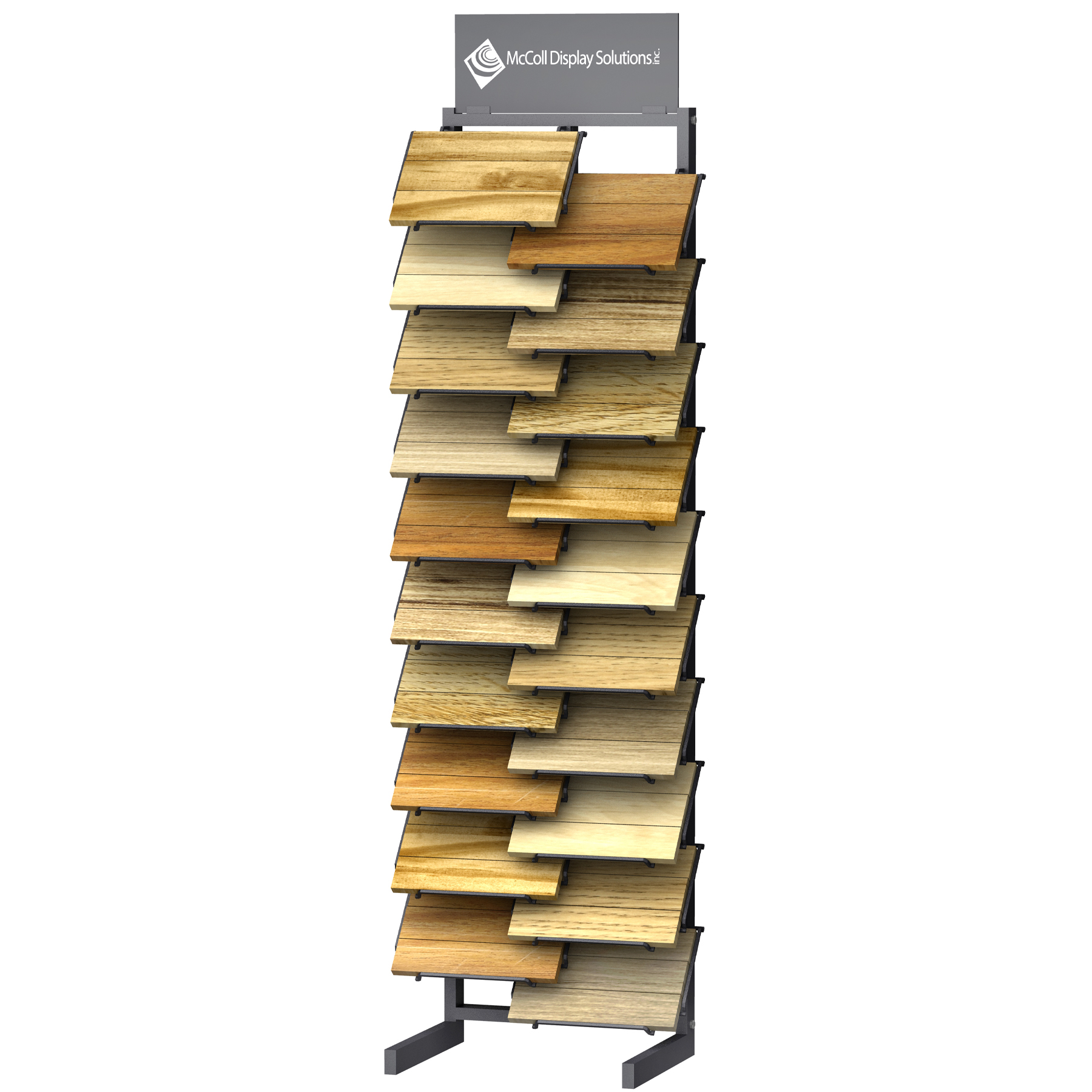 CD39 Tower Sample Wood Laminate Plank Wire Shelf System Showroom Displays McColl Display