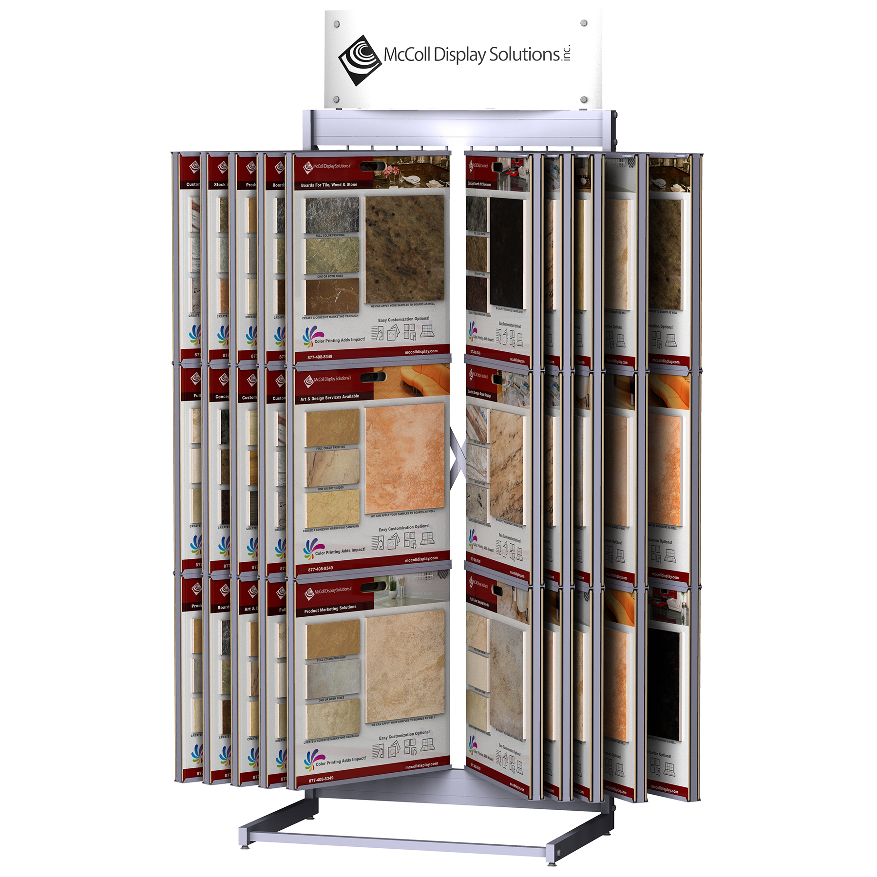 CD42 Custom Color Powder Coat Wing Rack Channel System Custom Signage Sample Board Display