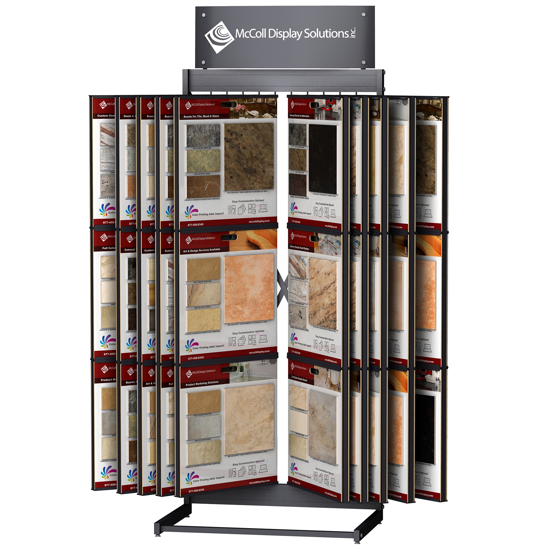 CD42 High Capacity Wing Rack Channel System Custom Logo Sign for Sample Boards Showroom Display