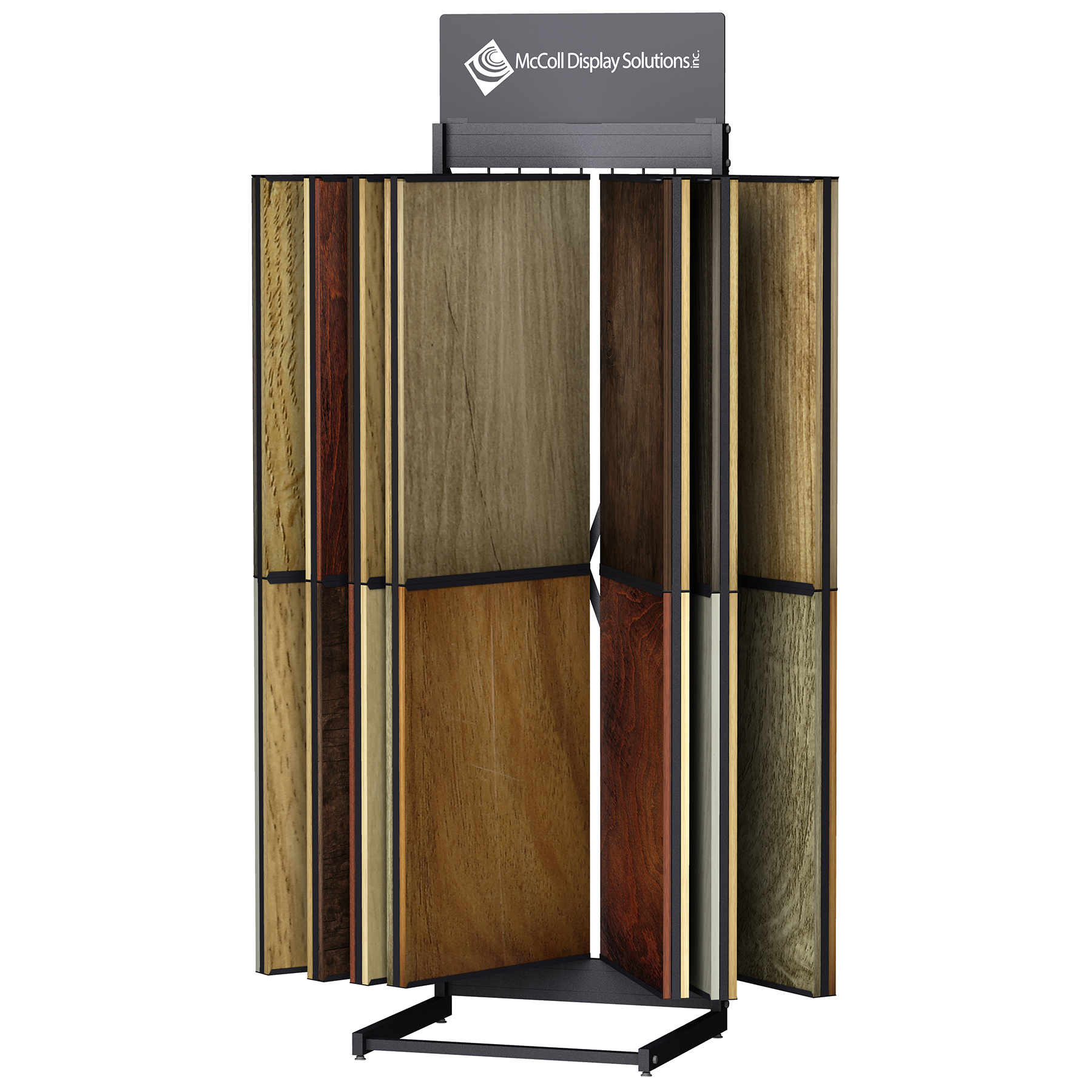 CD42 Wing Rack Channel System Tower for Hardwood Laminate Bamboo Reclaimed Wood Plank Samples Display