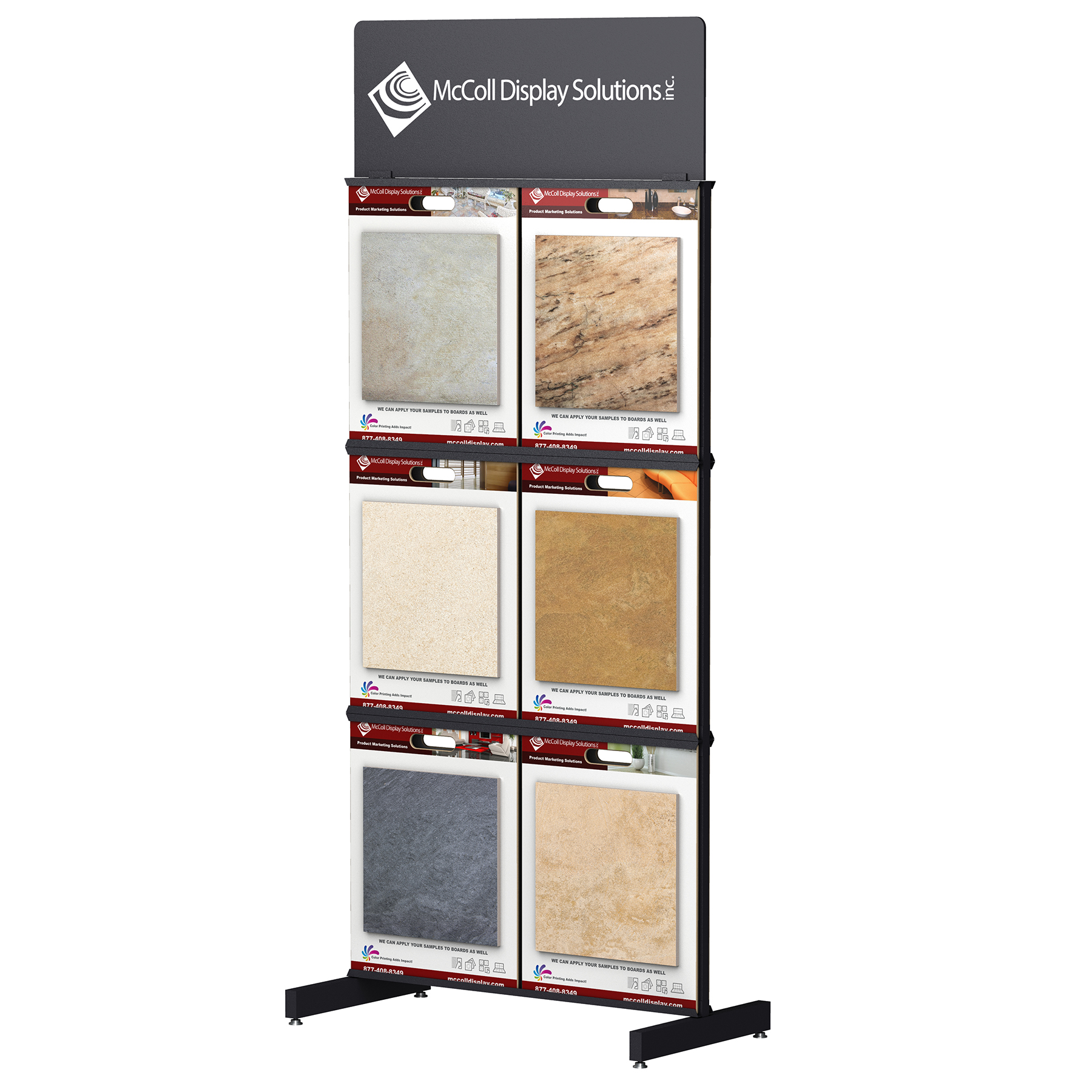 CD06 Steel Tower Sample Board Tile Stone Marble Hardwood Channel System Showroom Displays McColl Display
