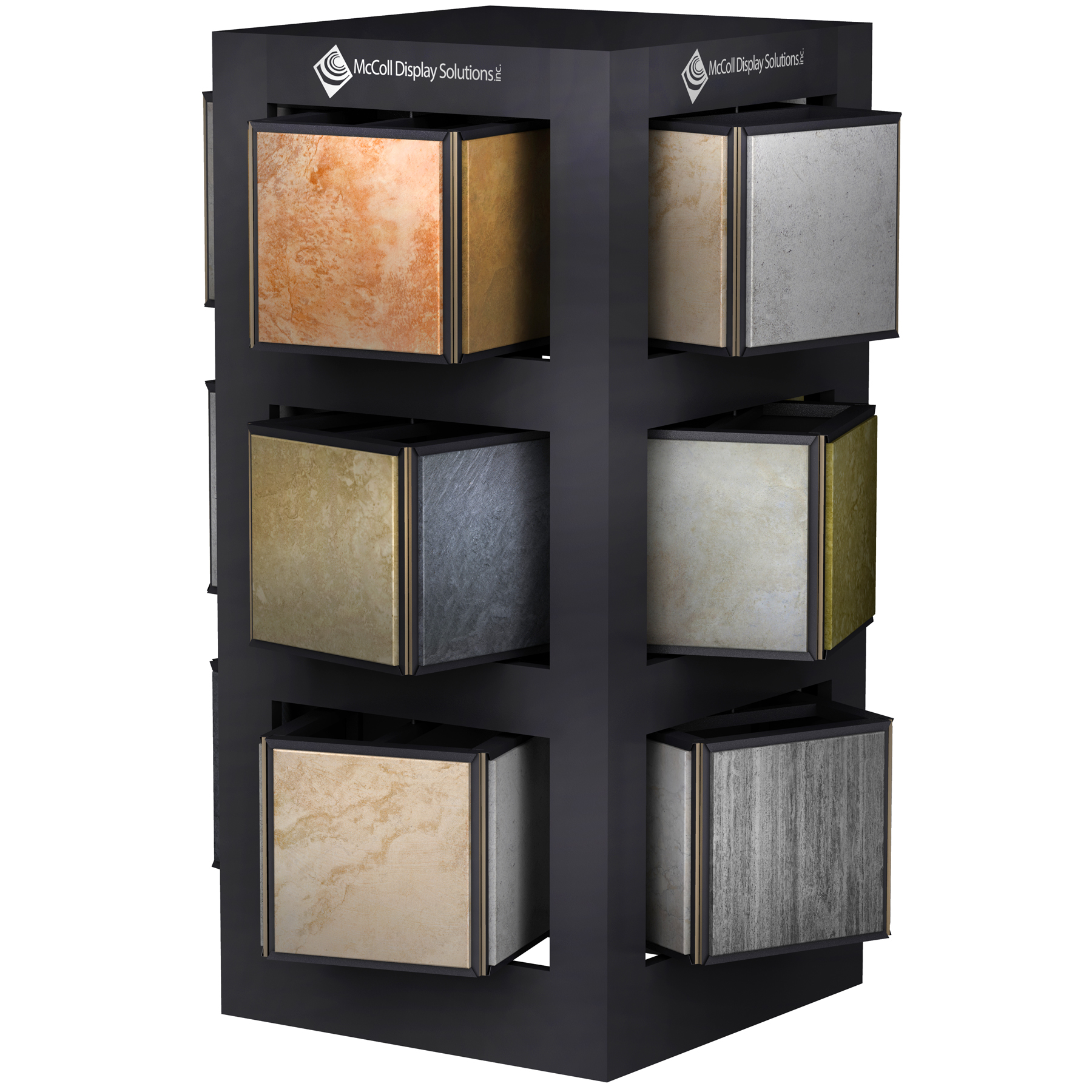 CD62 Tower Rotating Sample Tile Stone Marble Wood Channel System Showroom Displays McColl Display