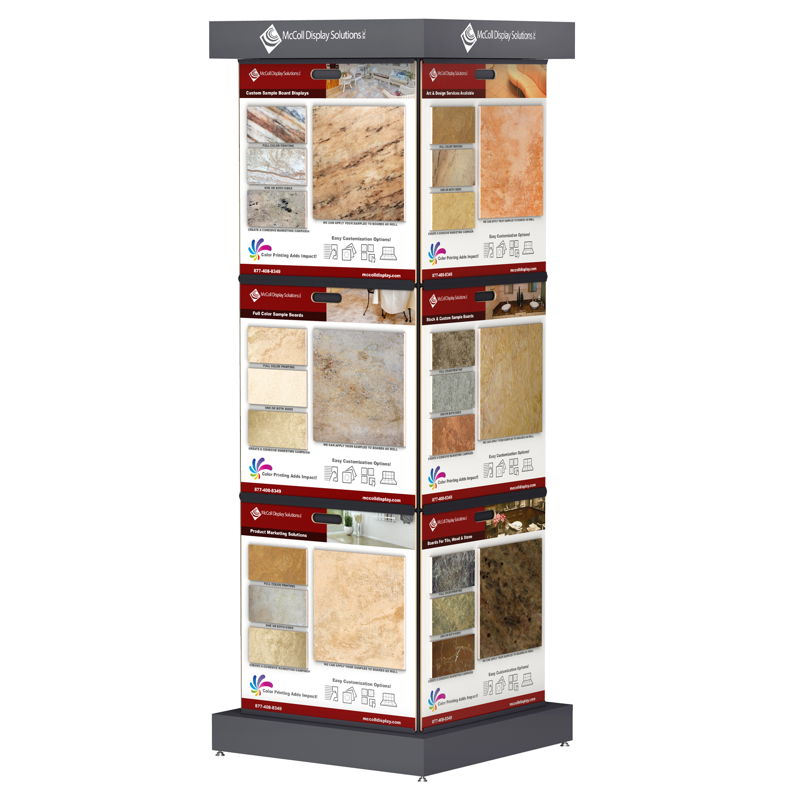 CD66 Centerpiece Display Tower for Flooring Sample Boards Channel System Showroom Displays