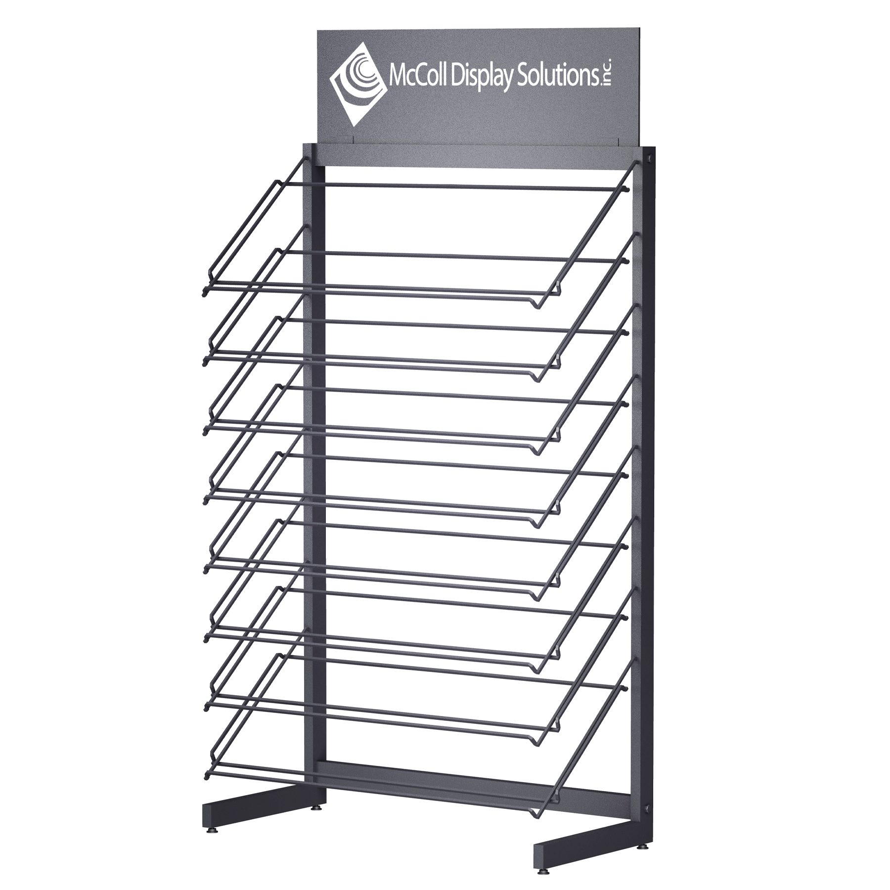 Custom Reinforced Steel Tower Shelf System Display Heavy Sample Shelves Option of Screen Print Logo or Full Color Printed Sign
