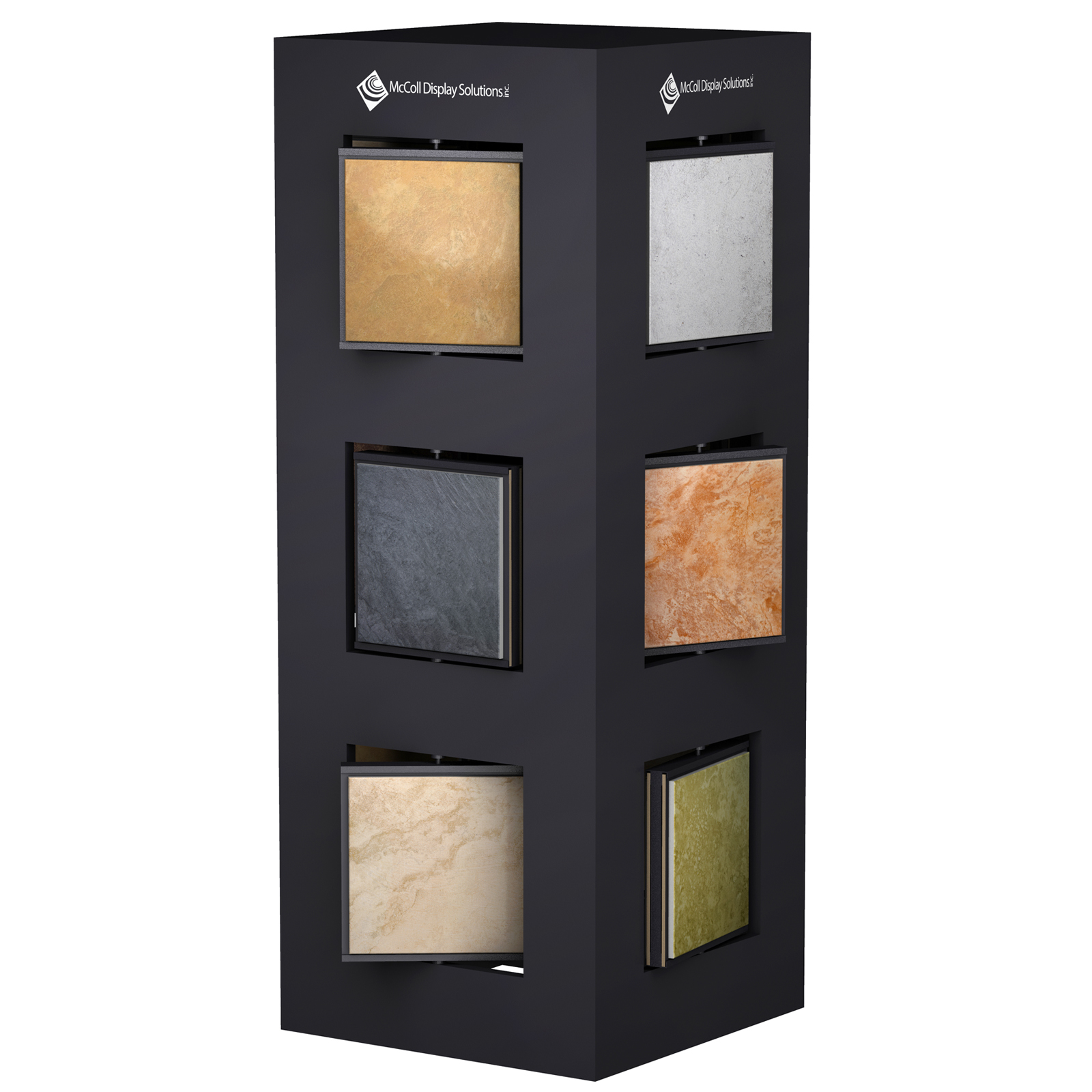 CD72 Wood Tower Rotating Samples Steel Channel System for Ceramic Tile Stone Marble Mosaic Glass Listello Deco Showroom Display