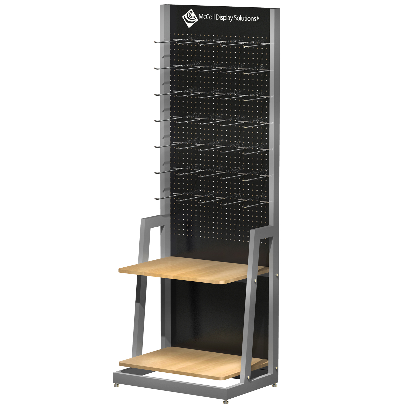 CD87 Point of Purchase Retail Pegboard Shelf System Tower for Tile or Product Accessories with Shelves Showroom Display with Screen Printed Sign