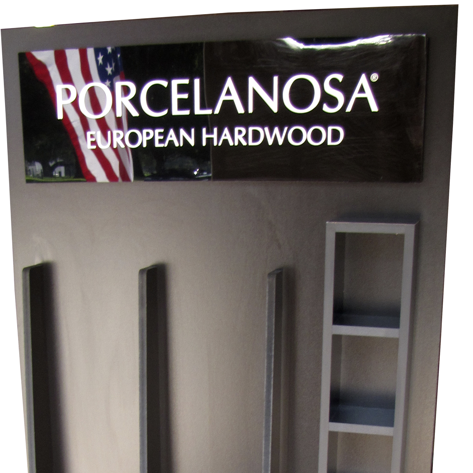 Signage Screen Printed Sign on Durable Raised HDPE Plastic Attaches Via Attractive Mounting on Showroom Displays from McColl Display