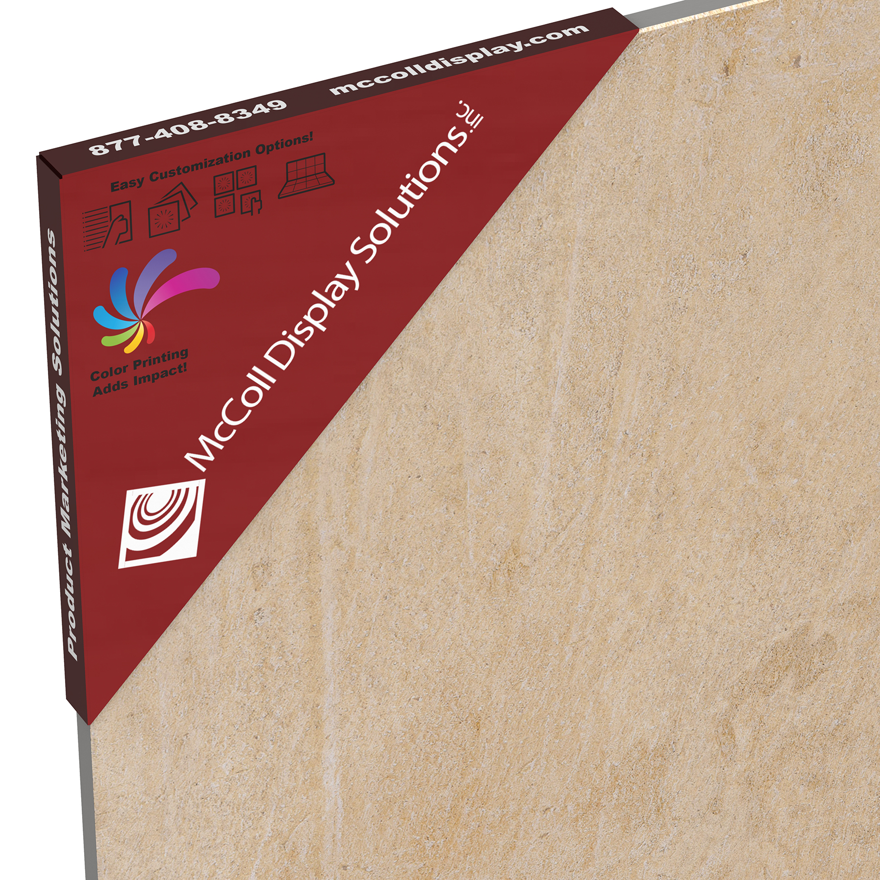 Printed Full Color Offset Printing or Digital Press Tile Corner Tag Print Marketing Promotion Collateral for your Flooring Showroom